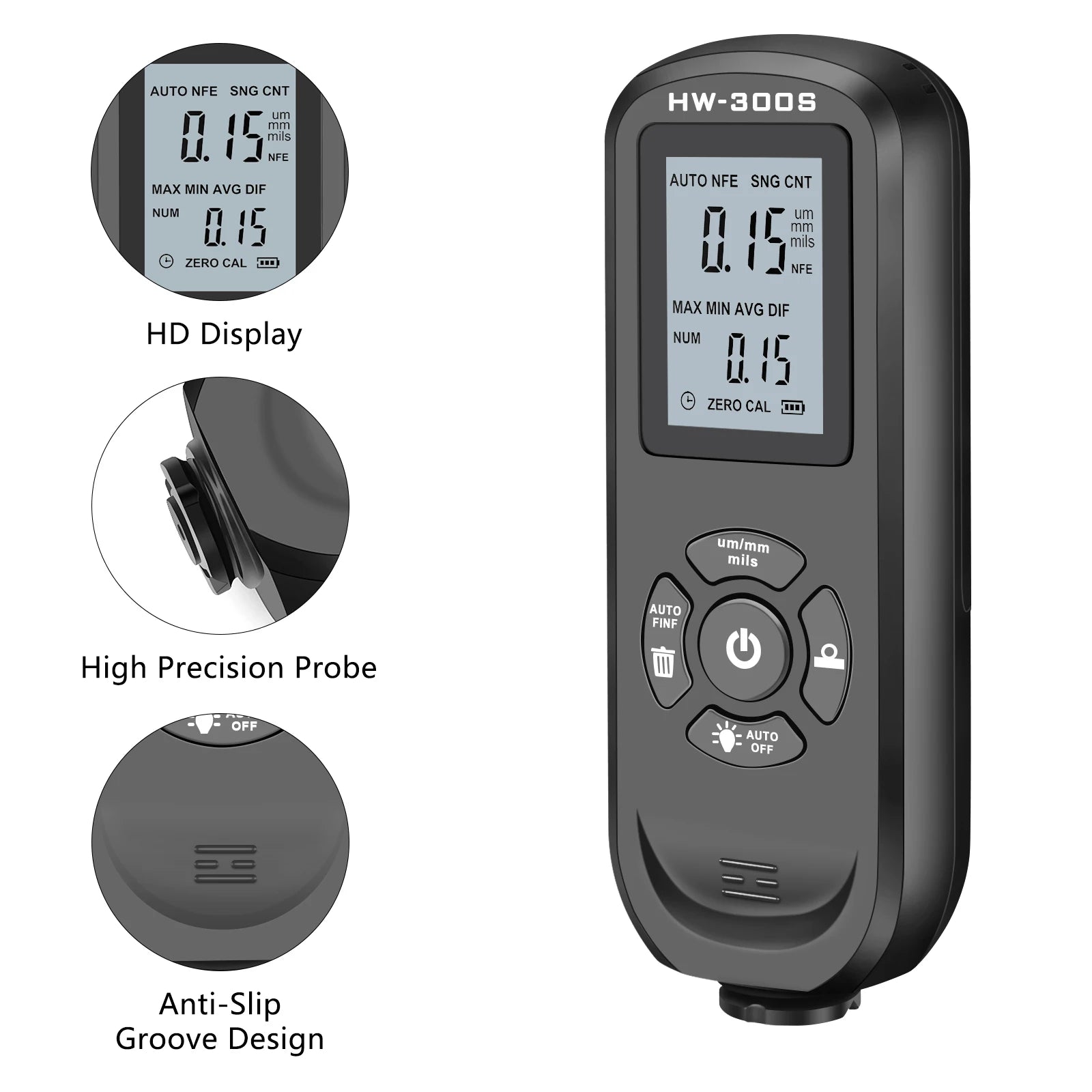 HW-300S Auto Digital Car Paint Thickness Gauge Coating Meter Tool Accessories 40% Off