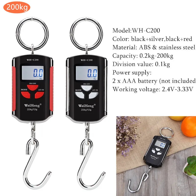 JUANJUAN Digital Crane Scale 300kg-500kg Heavy Duty Hanging Hook Portable Stainless Steel