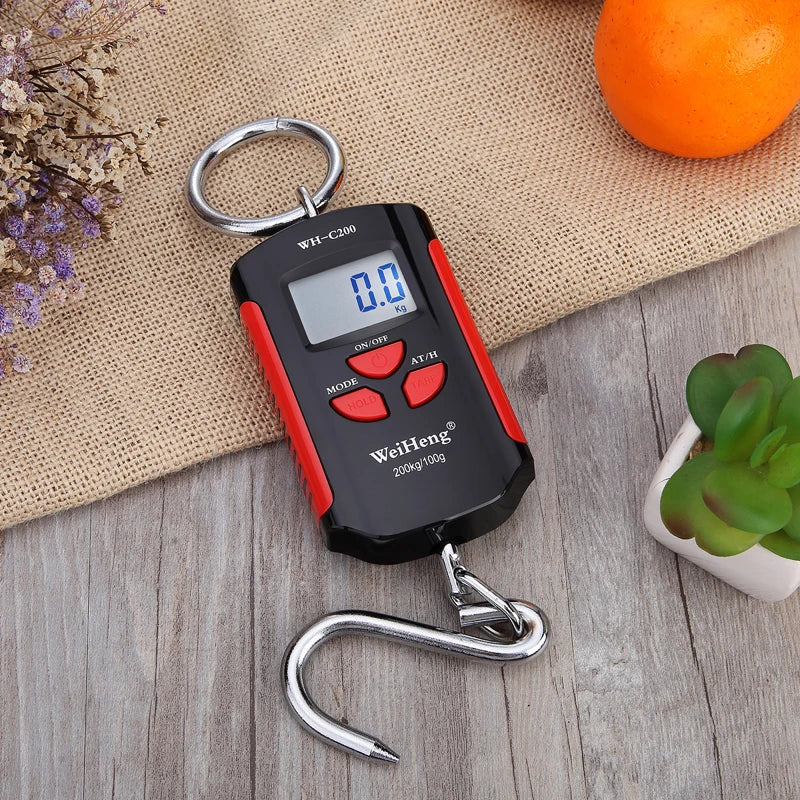300kg Heavy Duty Electronic Digital Crane Scale 50g Accuracy Stainless Steel Hook LCD Display