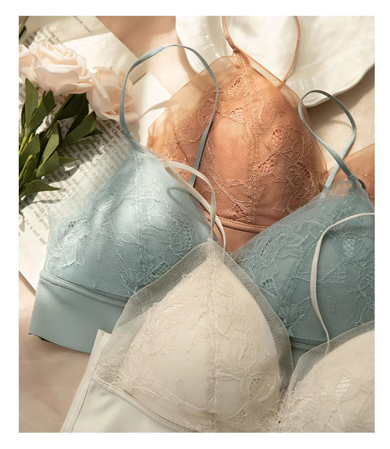 CowLost | french-sexy-lace-seamless-womens-underwear-push-up-close-fitting-and-comfortable-womens-bra-big-breasts-show-small-sports-vest |9