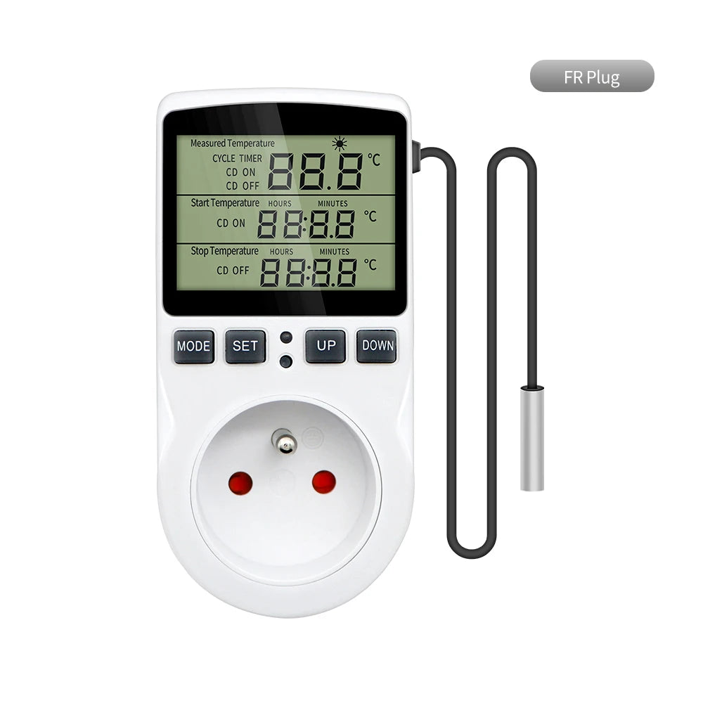 Digital Timer Socket 220V Thermostat Temperature Controller with Sensor for Cooling and Heating