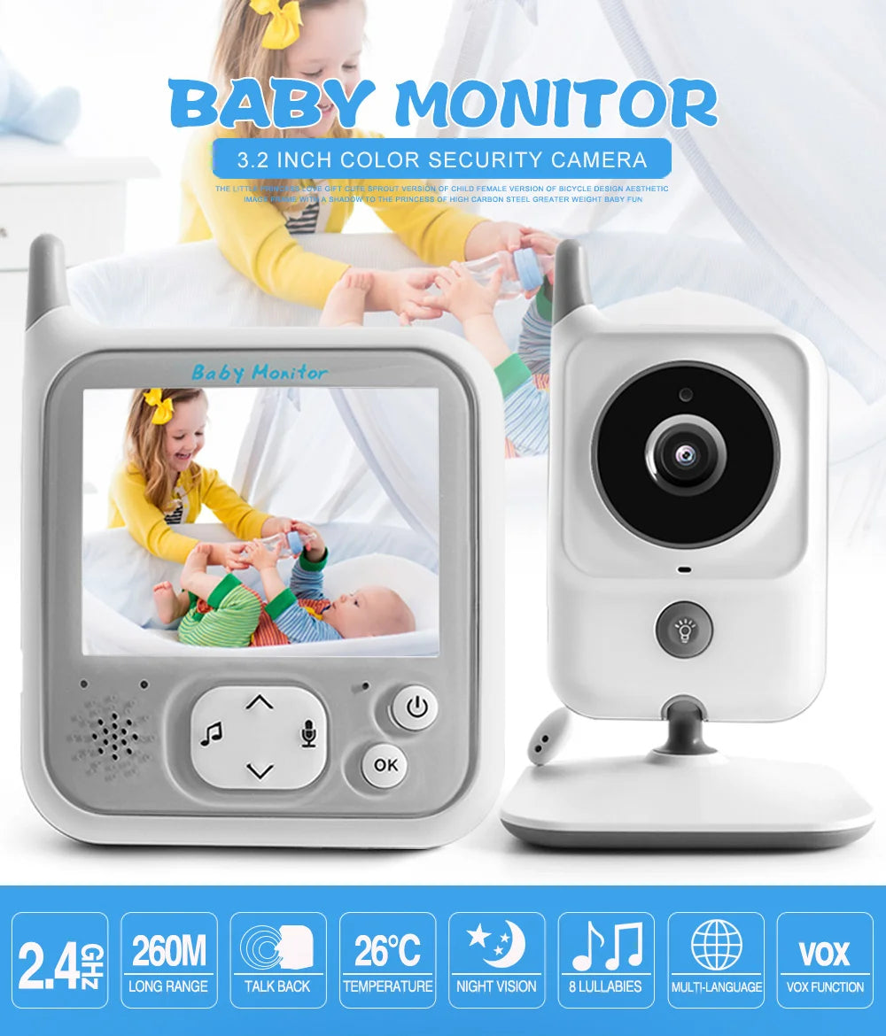 CowLost | 3-2-inch-lcd-video-baby-monitors-wireless-babysitter-two-way-audio-night-light-temperature-pet-baby-camera-nanny-music-vb607 |8