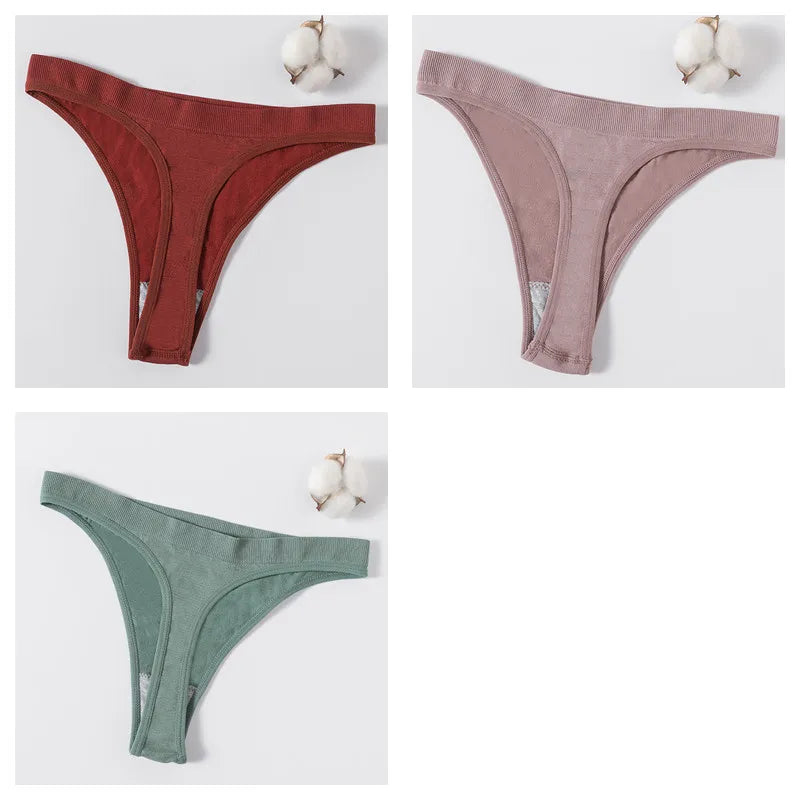 CowLost | product_id-3pcs-women-high-rise-seamless-brazilian-g-string-thong-panties-m-xl |32