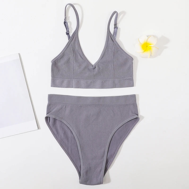 CowLost | product_id-women-seamless-wire-free-push-up-bra-and-high-waist-panties-set |2