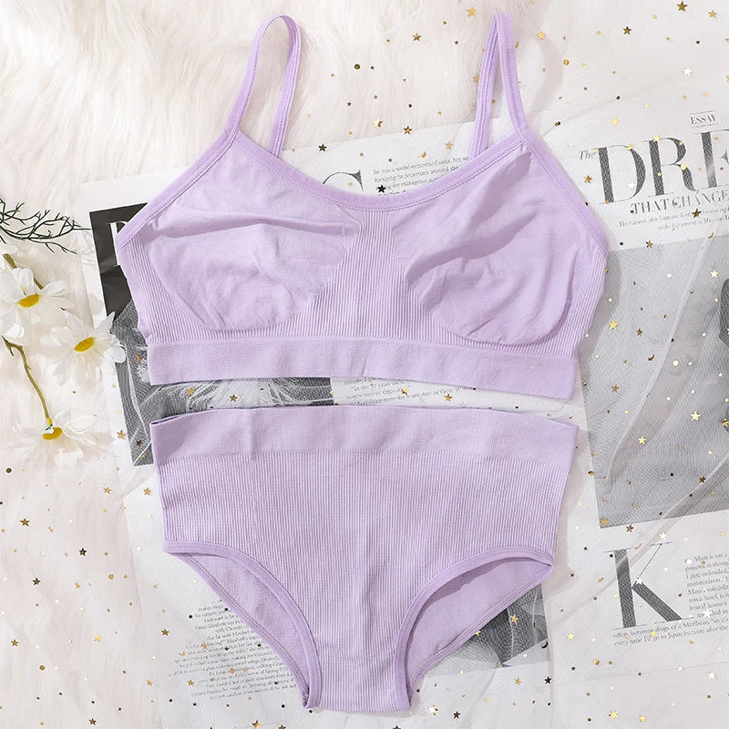 CowLost | product_id-women-seamless-wireless-bra-high-waist-panties-soft-lingerie-set |2