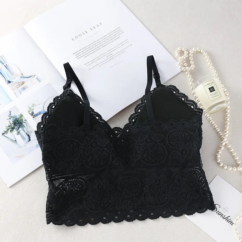 CowLost | product_id-women-s-floral-lace-v-neck-non-wire-bralette-with-removable-pads-cropped-top |11