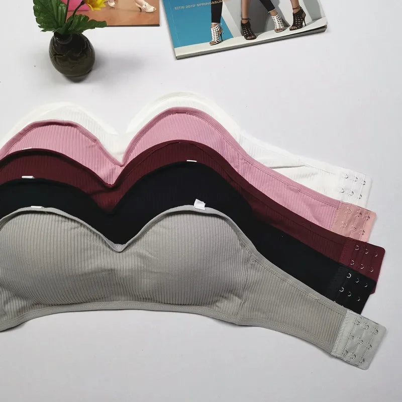 CowLost | strapless-bra-tube-top-women-crop-top-non-wire-invisible-bra-3-4-cup-underwear-sexy-lingerie-cotton-bandeau-bra-removable-pads |22