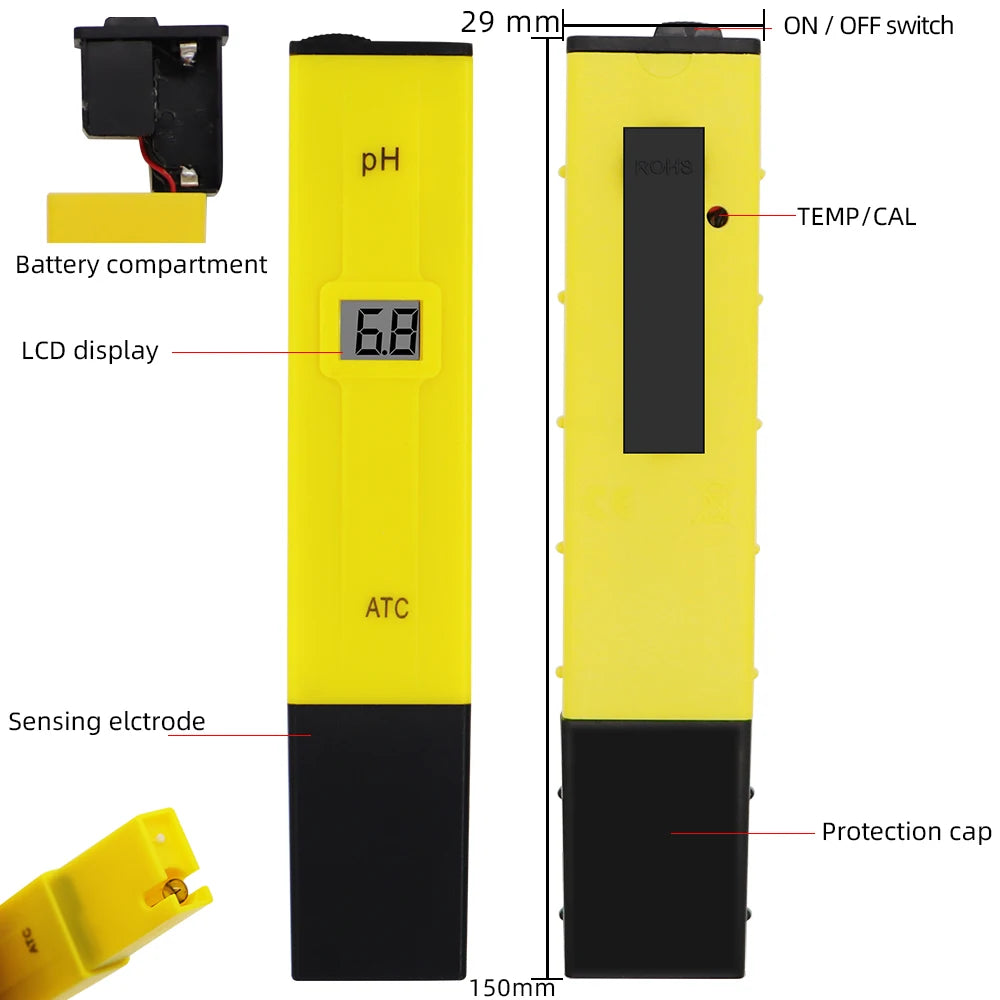 Portable Digital PH Meter Pen Aquarium Water Tester 0-14 Accurate PH Test Pen