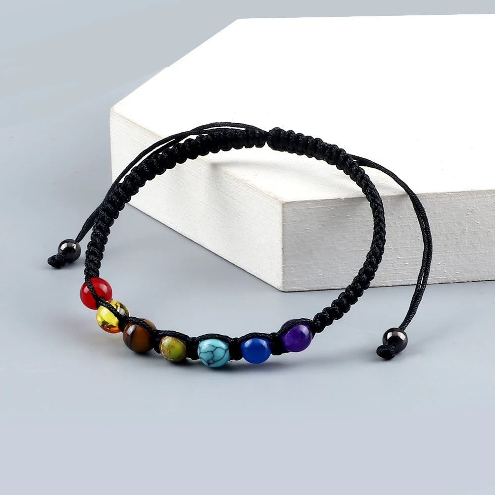CowLost | badge-pass-holders-handmade-adjustable-7-chakra-natural-stone-beads-bracelet-6mm |28