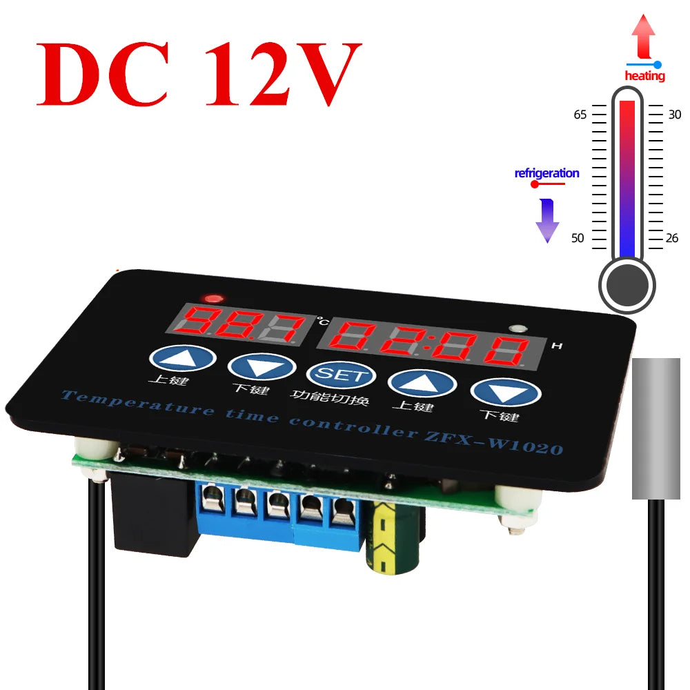 ZFX-W1020 220V Microcomputer Temperature Controller Adjustable Thermostat Timer