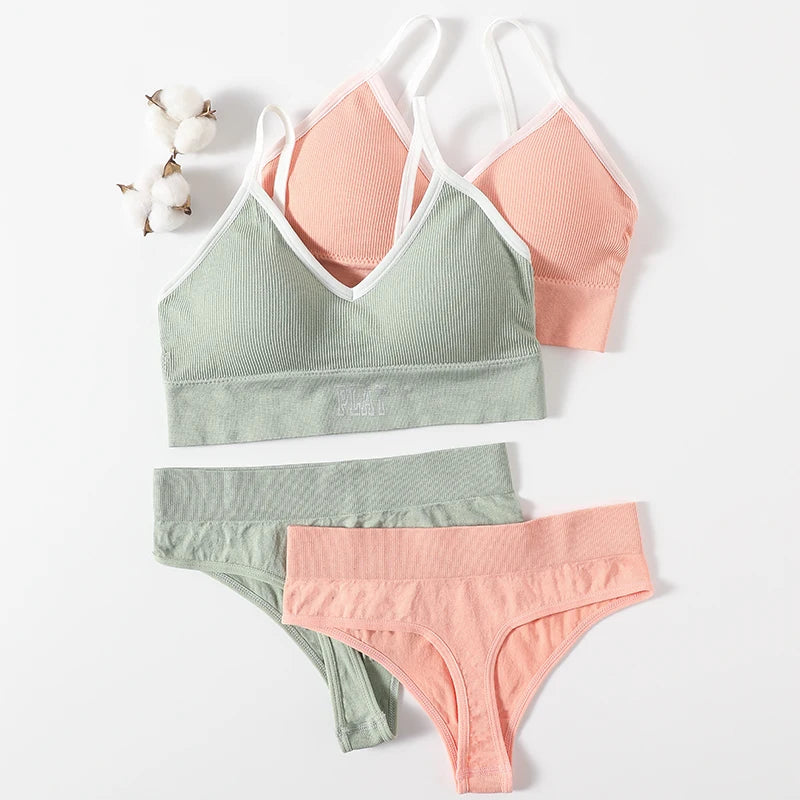 CowLost | product_id-women-seamless-wireless-sports-bra-high-rise-thong-set-comfortable-lingerie |1