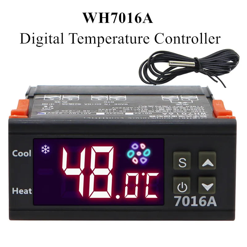 WH7016A Digital Temperature Controller 220V 30A with NTC Sensor for Heating & Cooling