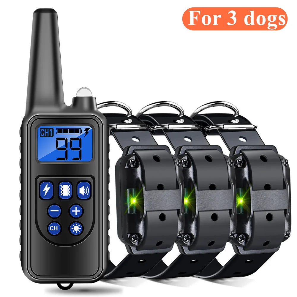 800m Rechargeable Dog Training Collar with LCD Display, Waterproof IP7, Vibration & Sound Modes for All Sizes