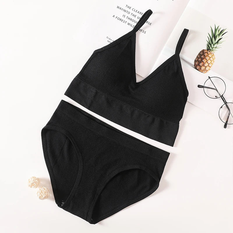 CowLost | product_id-women-seamless-push-up-bra-and-panties-set-low-back-bralette-crop-top-underwear |18