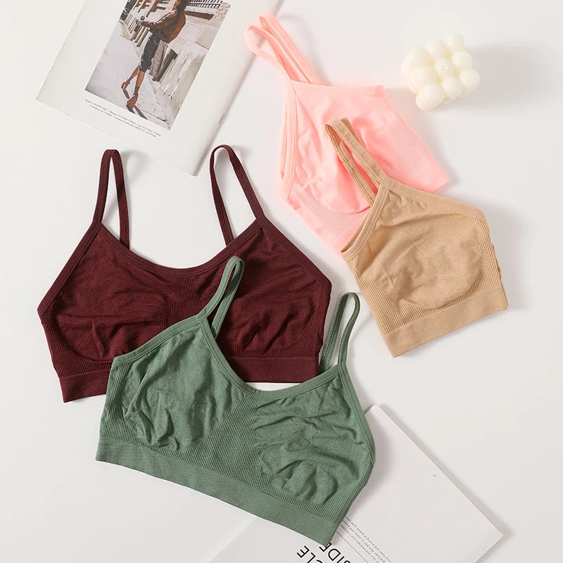 CowLost | womens-wireless-bra-sports-tube-top-ribbed-ruched-camisole-bralette-with-without-pads-underwear-sexy-lingerie-m-l-intimates |7