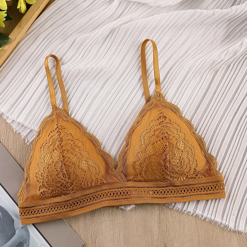 CowLost | product_id-women-s-lace-v-neck-triangle-cup-bralette-with-adjustable-padded-straps-solid-color |12