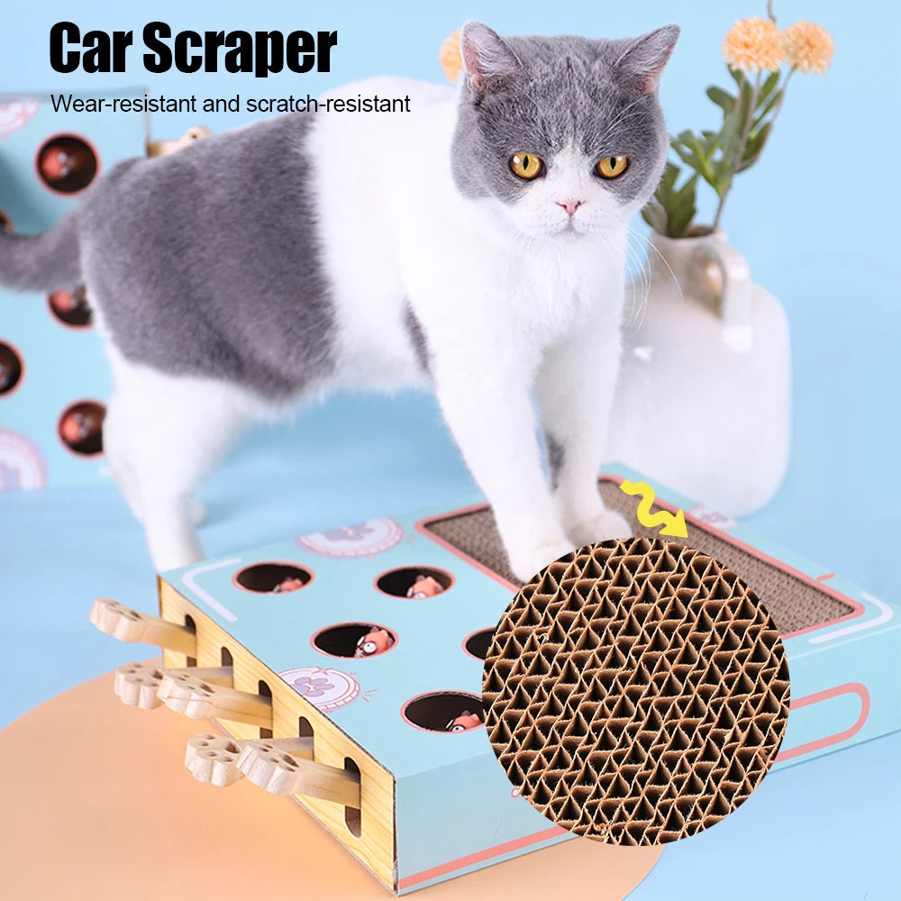 CowLost | cat-hit-gophers-cat-toy-chase-hunt-mouse-cat-game-box-3-in-1-with-scratcher-maze-interactive-educational-funny-cat-stick |3