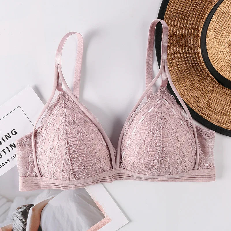 CowLost | product_id-floral-lace-wire-free-push-up-bra-with-light-pads-for-women |10