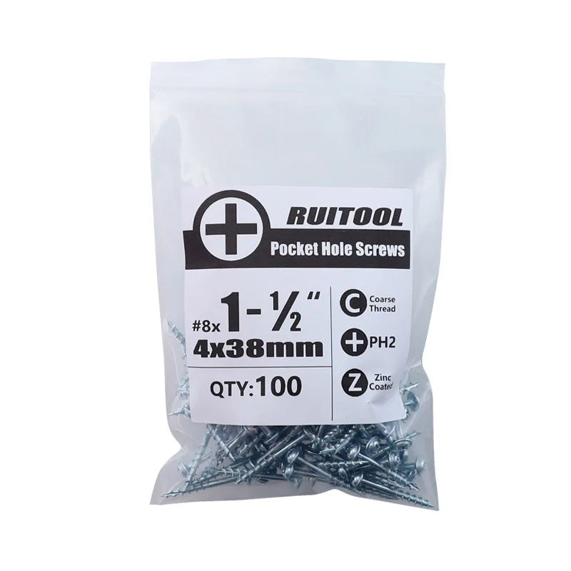 CowLost | product_id-100pcs-25-63mm-coated-pocket-hole-screws-phillips-drive-woodworking-tool-accessories |5