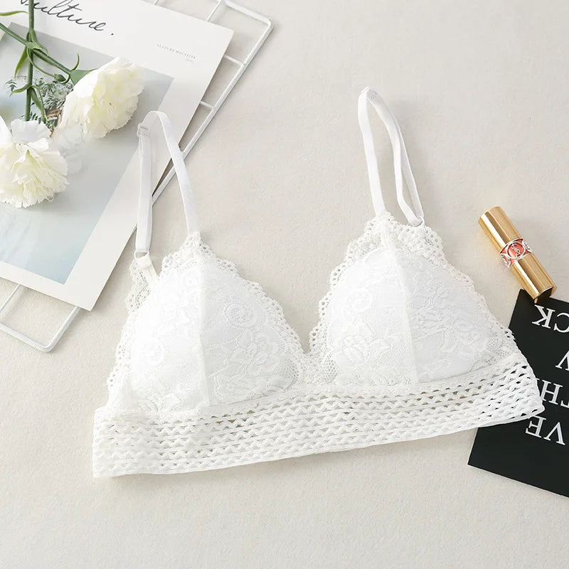 CowLost | product_id-floral-lace-v-neck-padded-non-wire-push-up-bralette-for-women |20