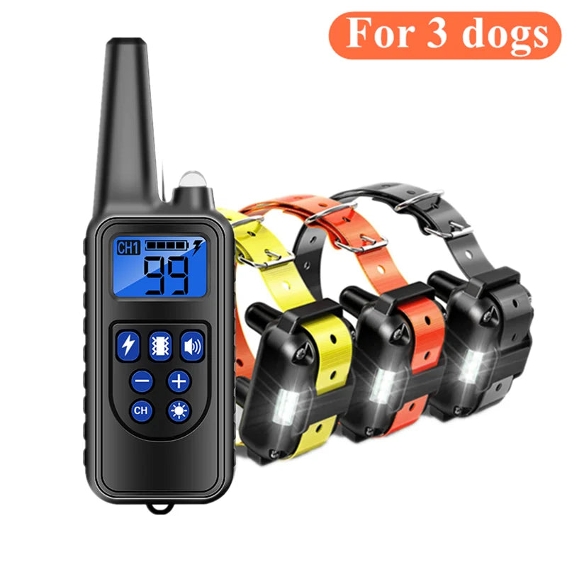 800m Rechargeable Dog Training Collar with LCD Display, Waterproof IP7, Vibration & Sound Modes for All Sizes