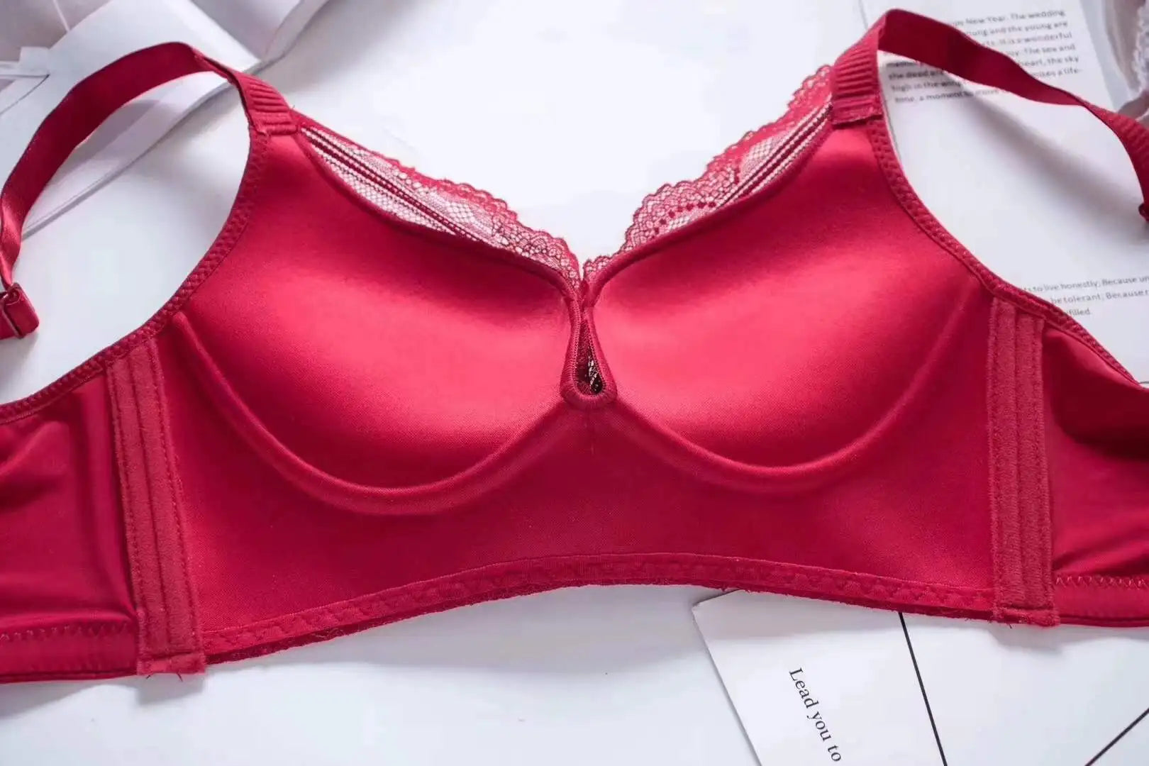 CowLost | womens-non-marking-underwear-no-steel-ring-gathered-small-chest-breast-support-adjustable-thin-bra-set-sexy-lace |1