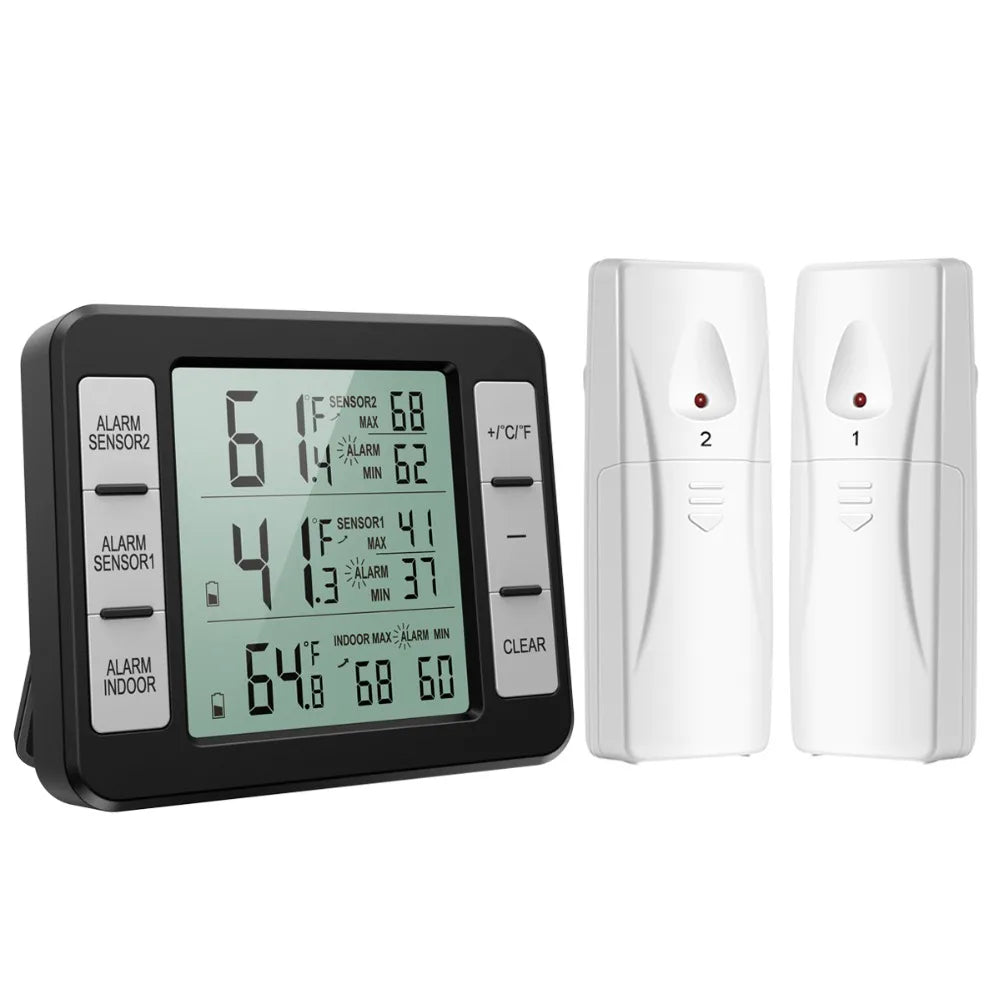 ORIA Digital Fridge Thermometer with 2 Sensors Wireless Indoor Freezer Thermometer