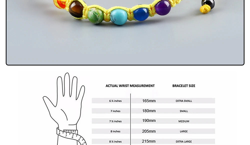CowLost | badge-pass-holders-handmade-adjustable-7-chakra-natural-stone-beads-bracelet-6mm |25