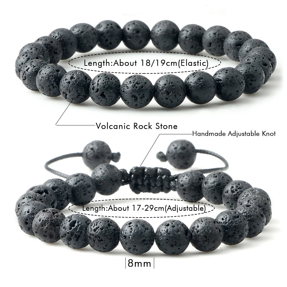CowLost | badge-pass-holders-mens-natural-volcanic-rock-7-chakra-healing-bracelet |5