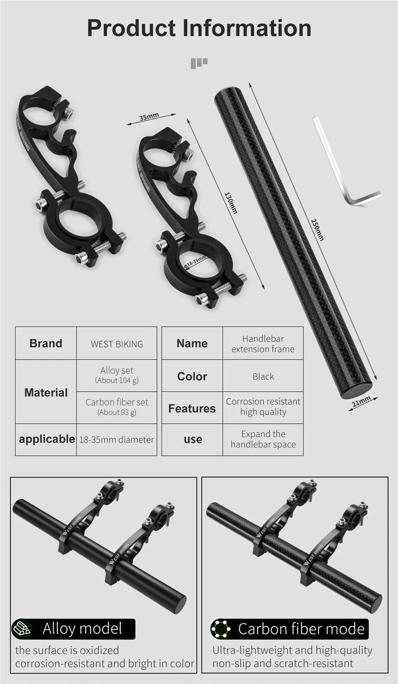 CowLost | 3d-printer-accessories-west-biking-25cm-carbon-fiber-bicycle-handlebar-extender-mount |8