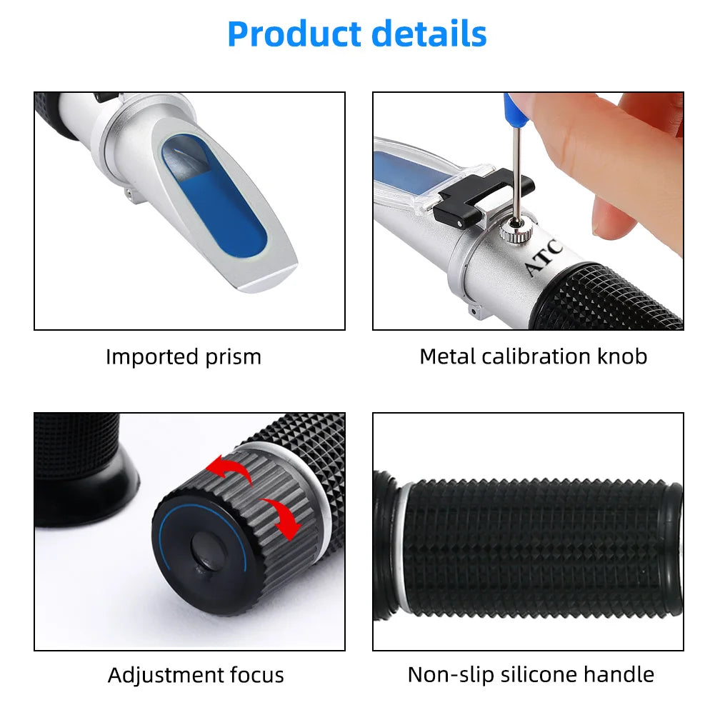 Handheld Honey Refractometer 45-82% Brix Sugar Content Tester with ATC for Beekeeping