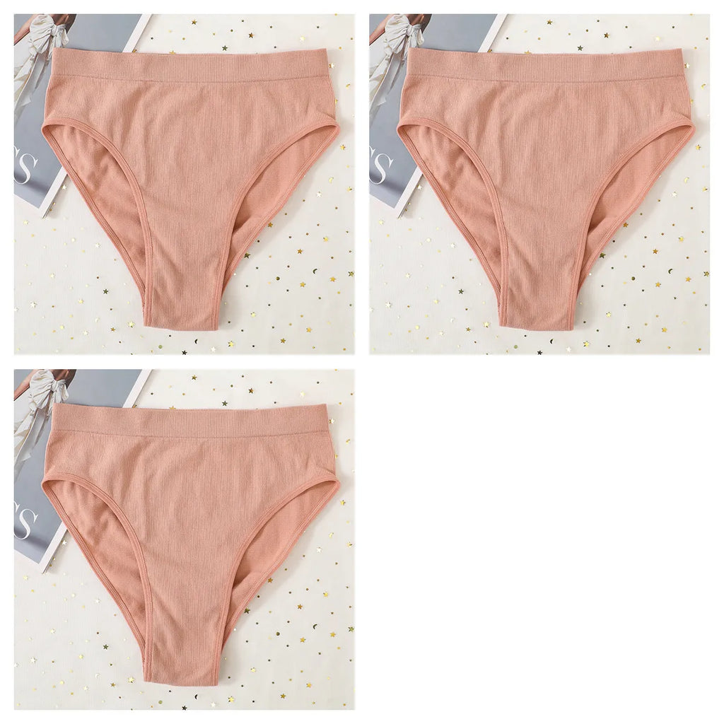 CowLost | 3pcs-set-seamless-panties-women-high-waist-briefs-high-cut-sports-bottom-underwear-female-stretch-rib-underpants-sexy-lingerie |39