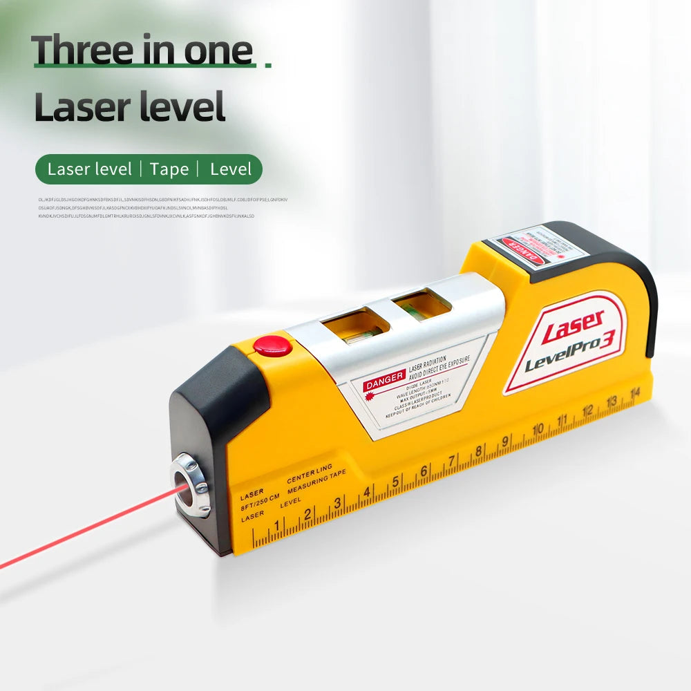 3-in-1 Infrared Laser Level Ruler Tape Measure Horizontal & Vertical Measuring Tool