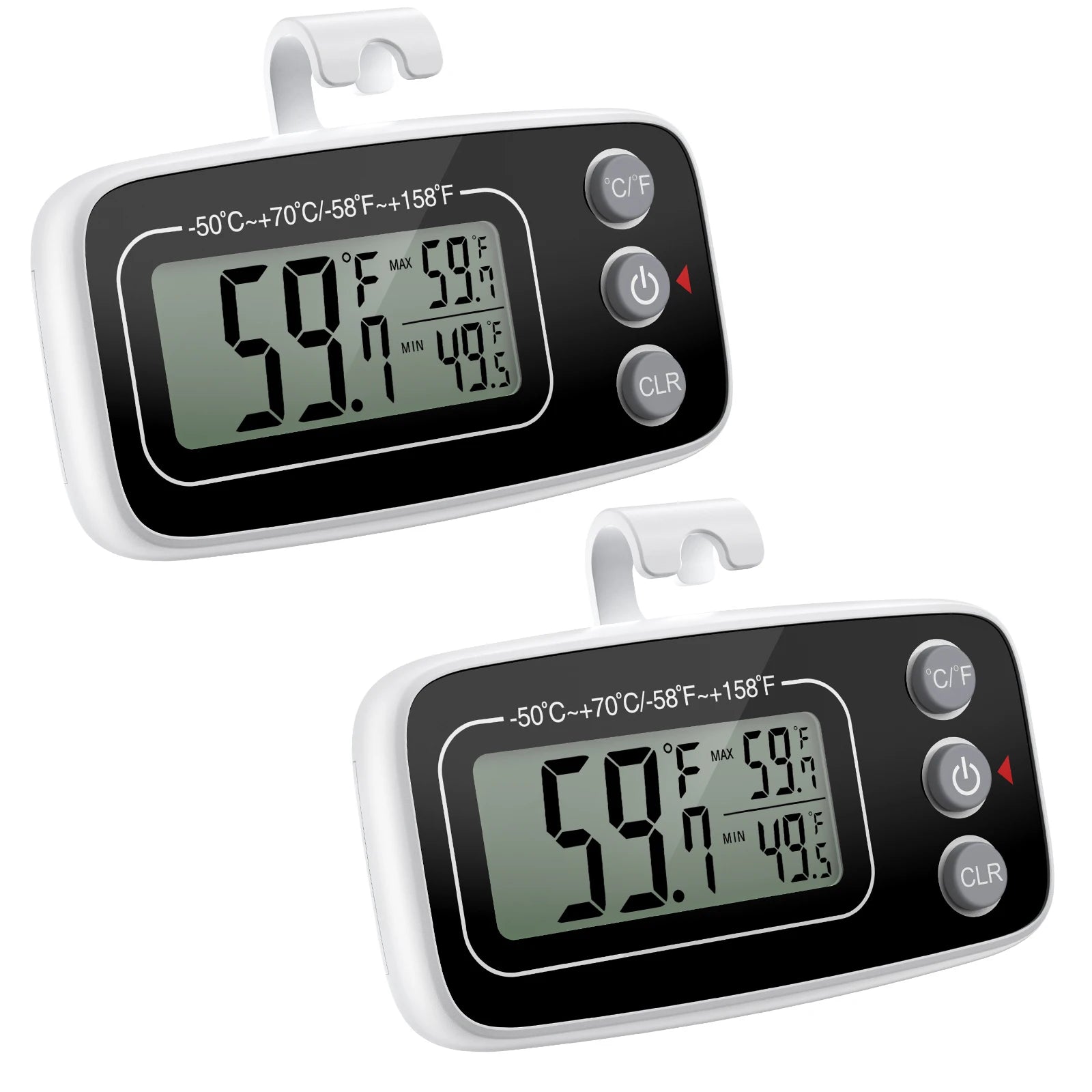 ORIA 2pcs Digital Waterproof Refrigerator Thermometer with Magnet and Hook, Max/Min Record