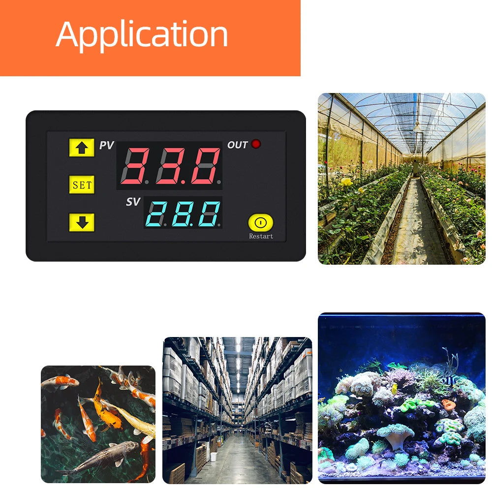 W3230 Digital Temperature Controller Thermostat 12V/24V/AC110-220V LED Display Waterproof Heat/Cool Control