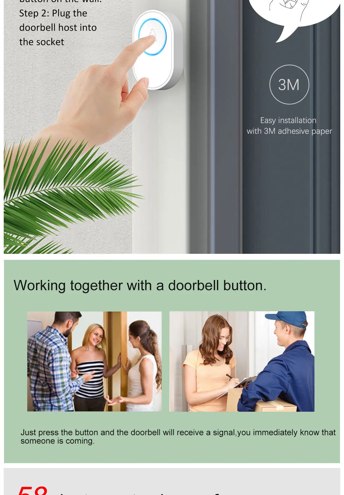 CowLost | intelligent-wireless-doorbell-home-welcome-doorbell-waterproof-300m-remote-smart-door-bell |8