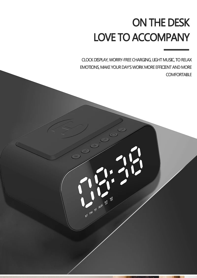 ORIA Digital Alarm Clock Bluetooth Speaker FM Radio Wireless USB Fast Charger