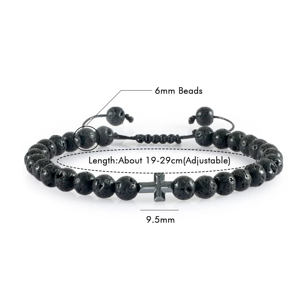 CowLost | badge-pass-holders-mens-natural-volcanic-rock-7-chakra-healing-bracelet |30