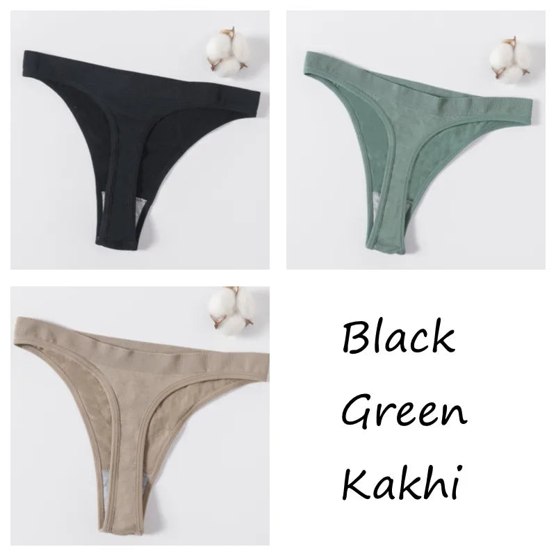 CowLost | product_id-3pcs-womens-brazilian-low-rise-ribbed-stretch-g-string-panties-m-xl-soft-comfort |50