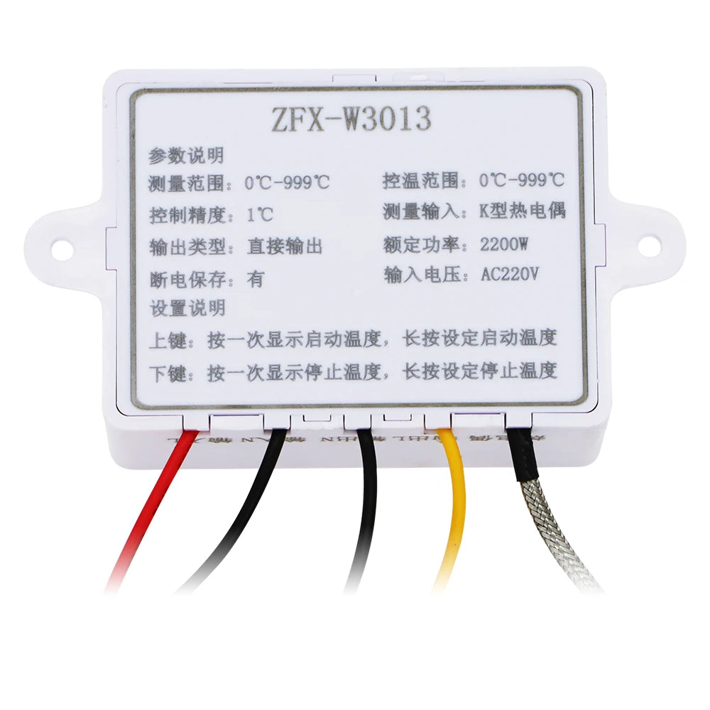 ZFX-W3013 Waterproof High Temperature Controller with K-Type Thermocouple Sensor AC 220V