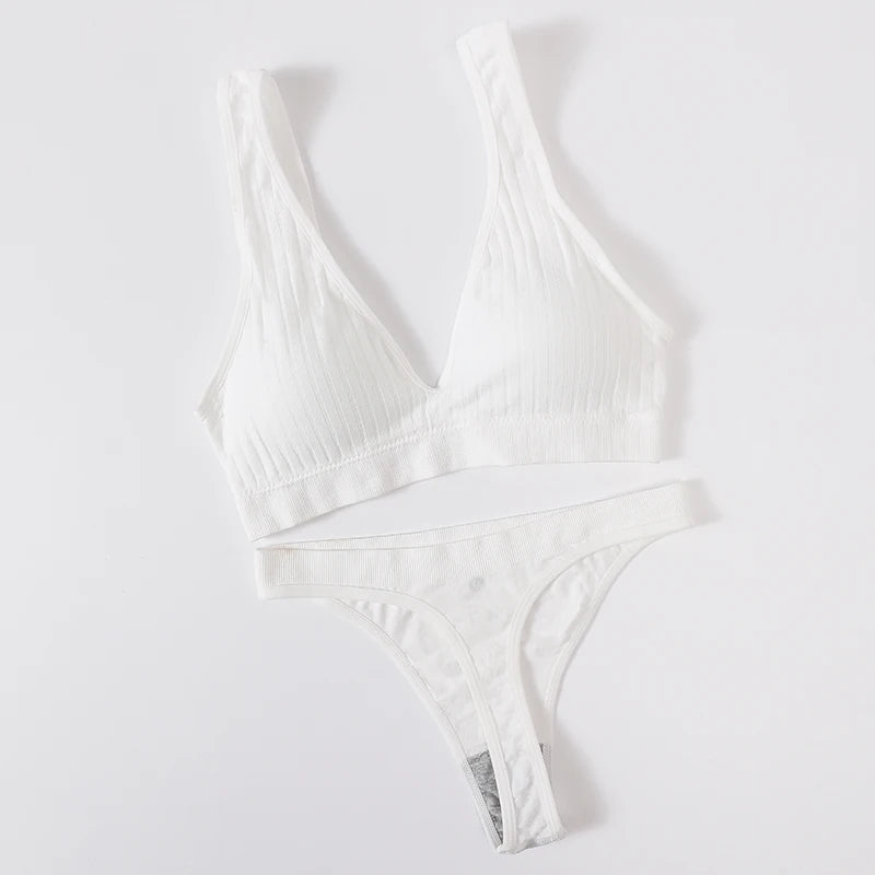 CowLost | product_id-womens-seamless-wirefree-v-neck-bra-high-waist-panties-set |32