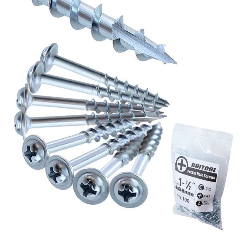 CowLost | product_id-100pcs-25-63mm-coated-pocket-hole-screws-phillips-drive-woodworking-tool-accessories |2