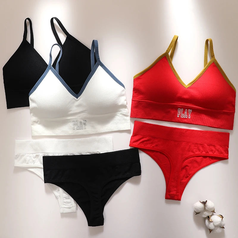 CowLost | product_id-women-seamless-wireless-sports-bra-high-rise-thong-set-comfortable-lingerie |9