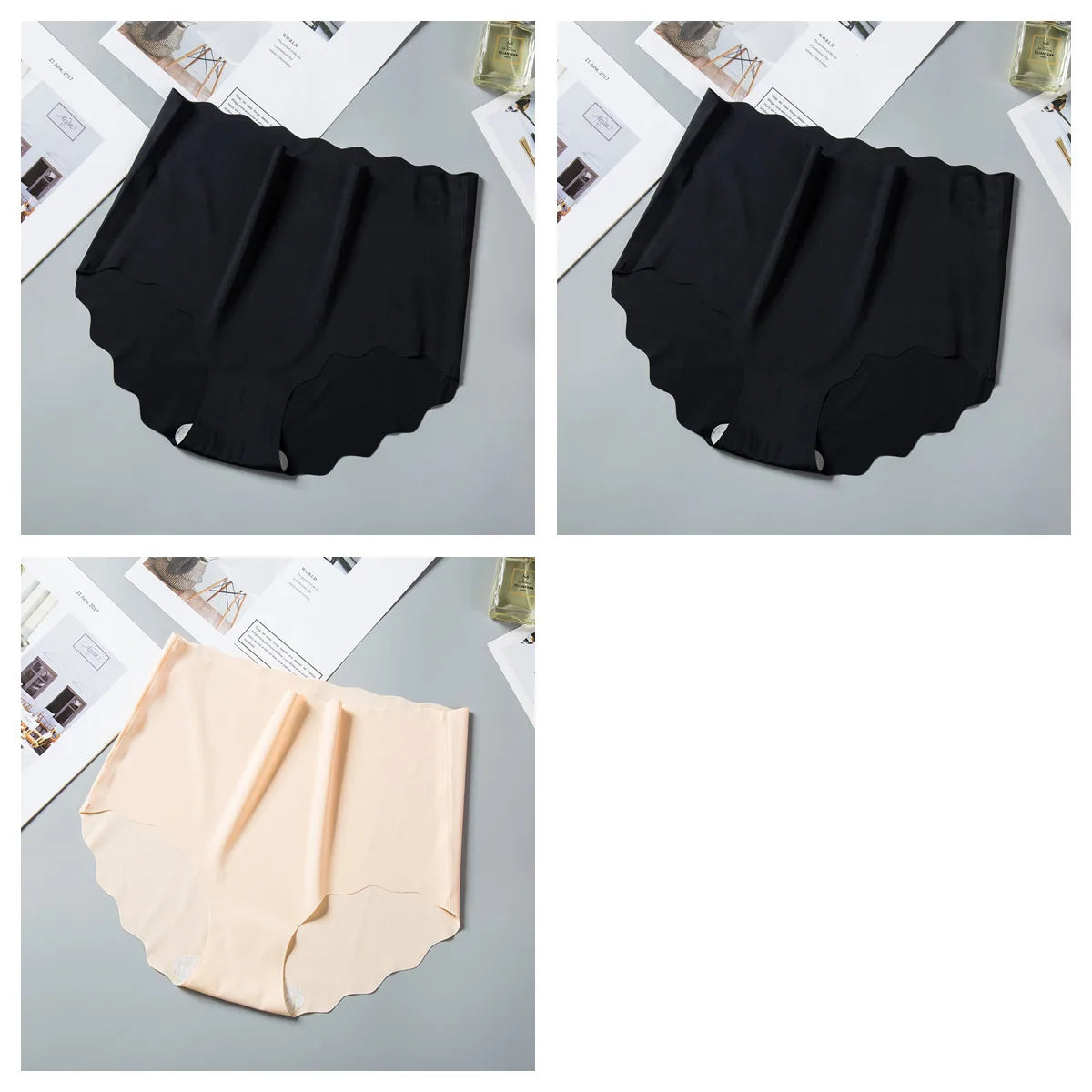 CowLost | product_id-3pcs-women-s-high-waist-seamless-ice-silk-hip-lift-briefs-m-xxl |28