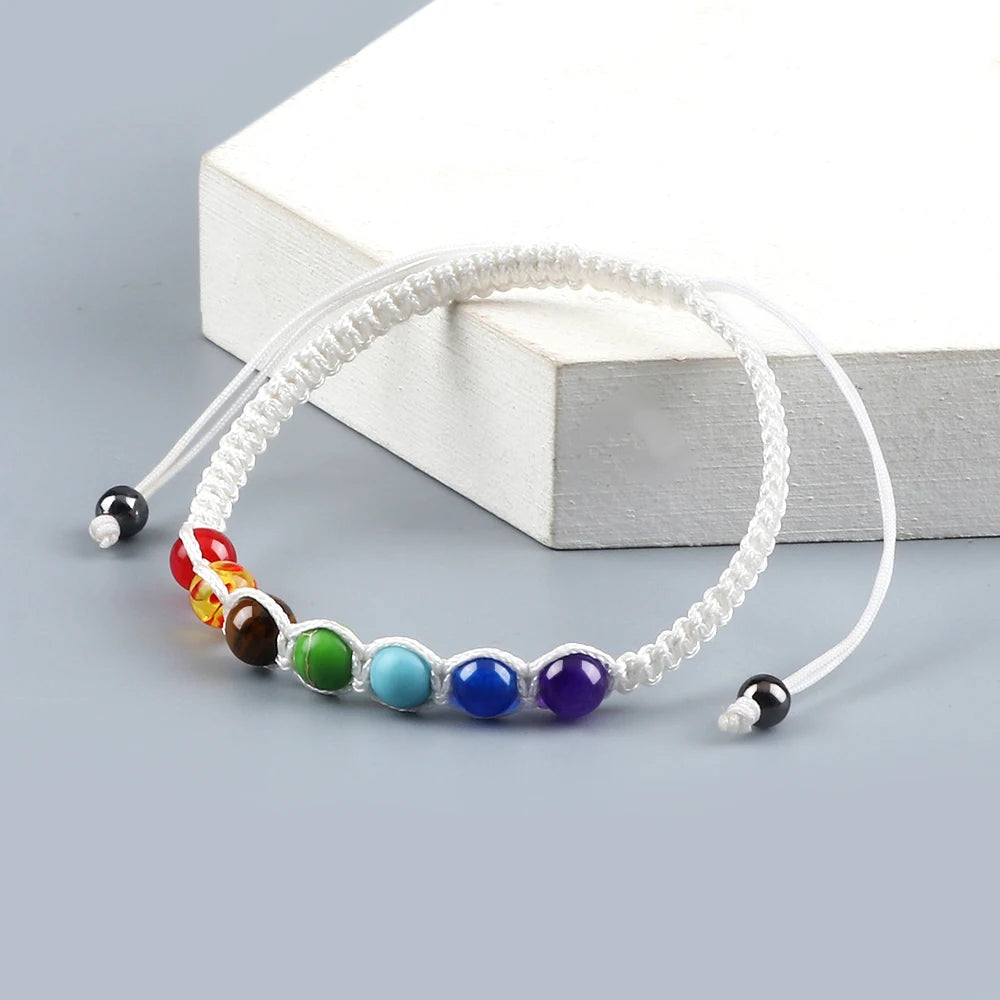 CowLost | badge-pass-holders-handmade-adjustable-7-chakra-natural-stone-beads-bracelet-6mm |31