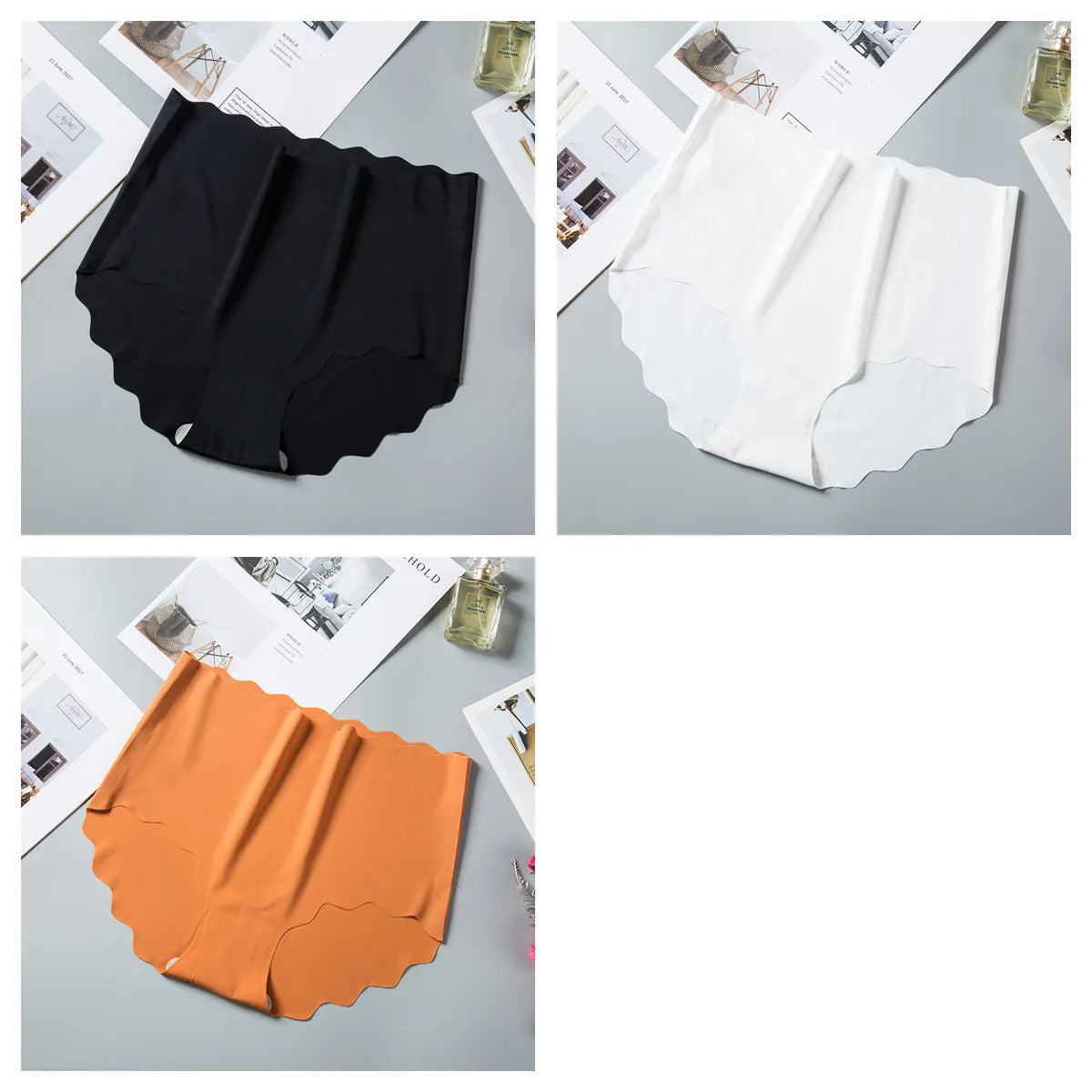 CowLost | product_id-3pcs-women-s-high-waist-seamless-ice-silk-hip-lift-briefs-m-xxl |38