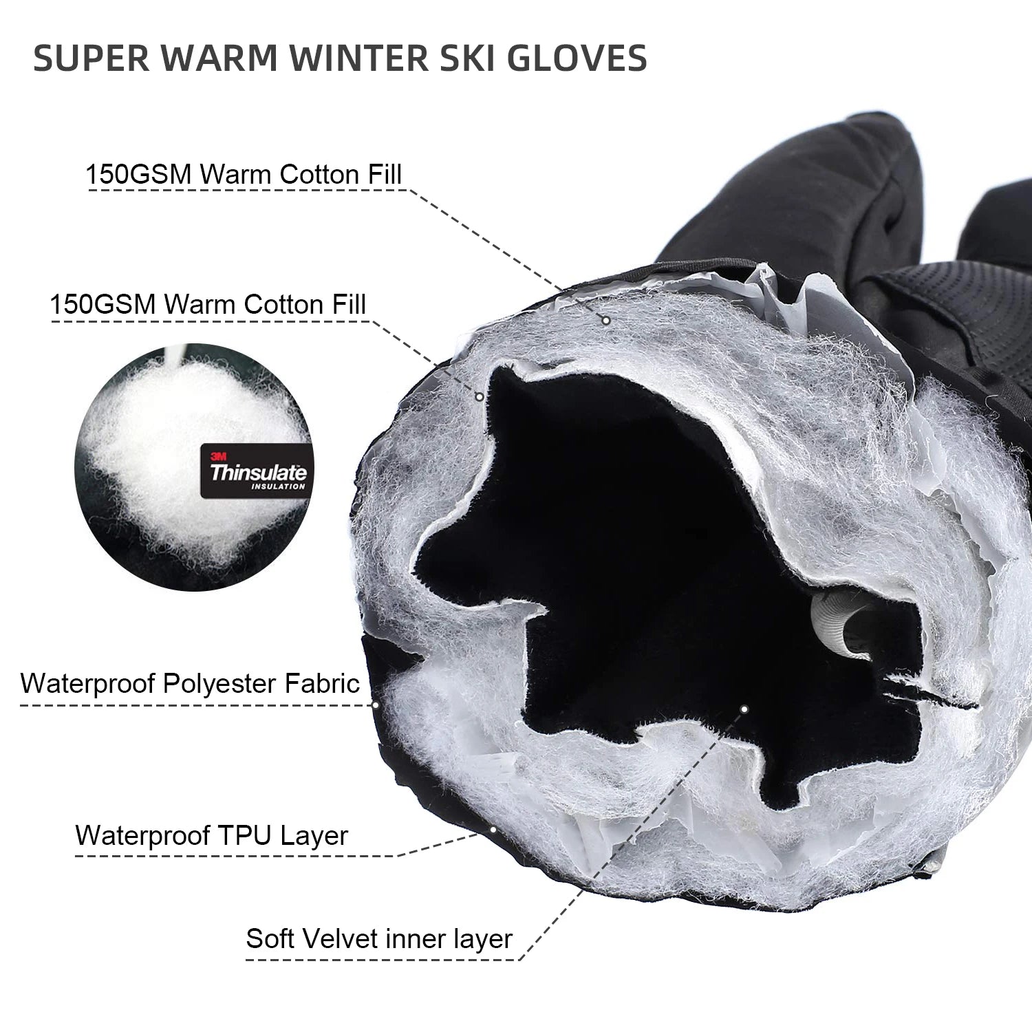 CowLost | waterproof-winter-ski-gloves-3m-thinsulate-touchscreen-thermal-outdoor-snowboard |9