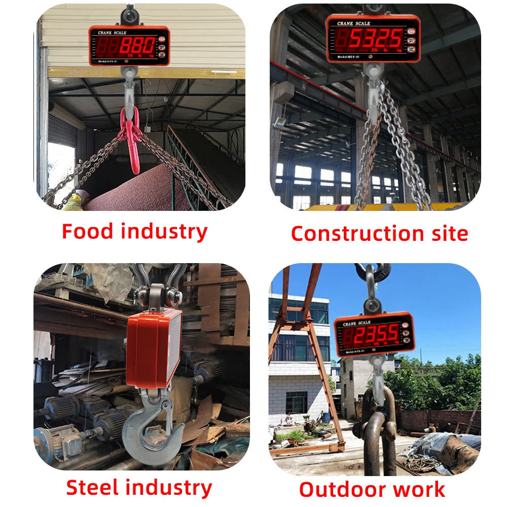 Digital Crane Scale 1000KG 1 Ton 2000lb LCD Heavy Duty Hanging Hook Balance