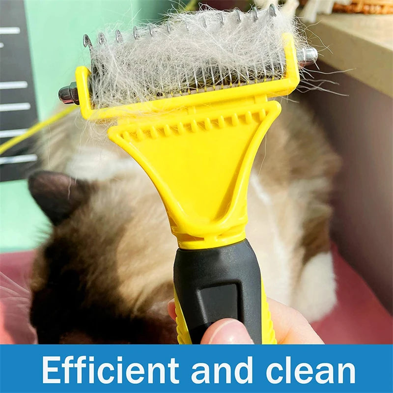 CowLost | pet-beds-pets-stainless-steel-two-sided-grooming-brush-for-shedding-and-dematting |17