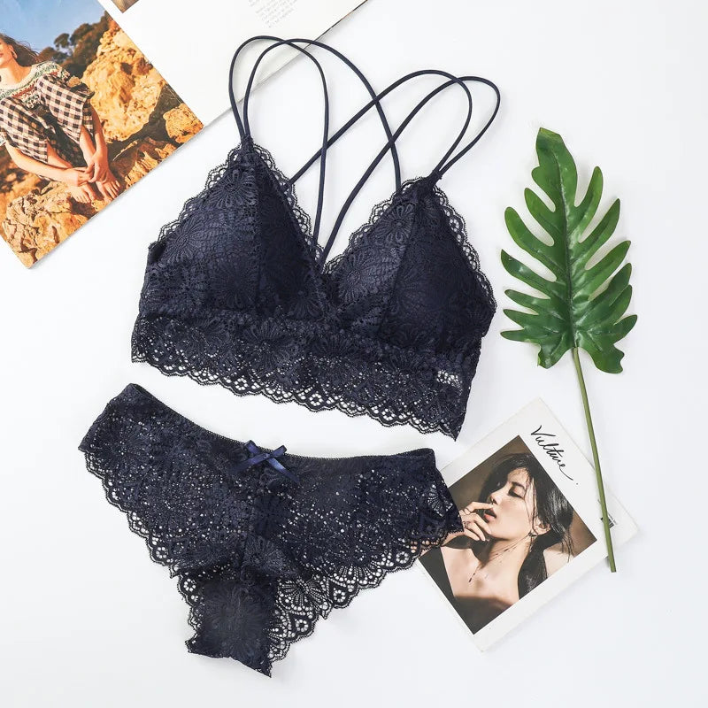 CowLost | product_id-women-lace-wireless-push-up-bra-and-low-rise-panties-set |6